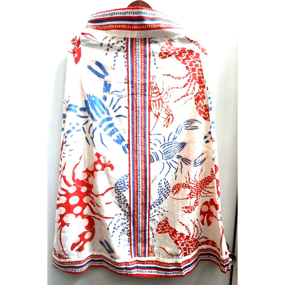 Rachel Zoe Lobster Skirt XS Long FUN Red/Cream/Cobalt/Pink Banded & Striped - Picture 3 of 9